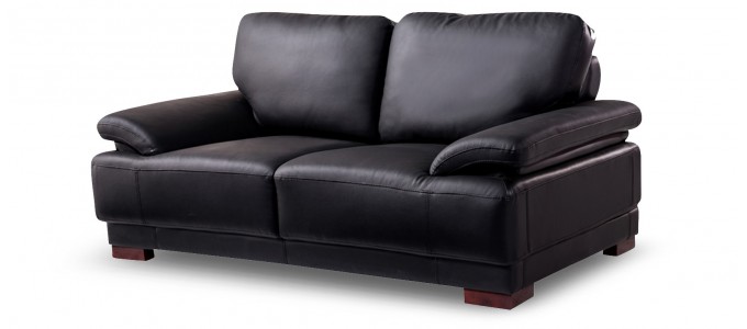 Canapé 2 places en cuir noir - Glam