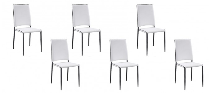 Lot de 6 chaises salle à manger blanches - Tudelia