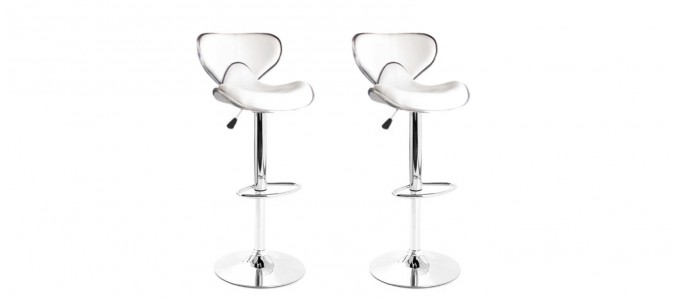 Lot de 2 tabourets de bar design blanc avec coutures - Volta