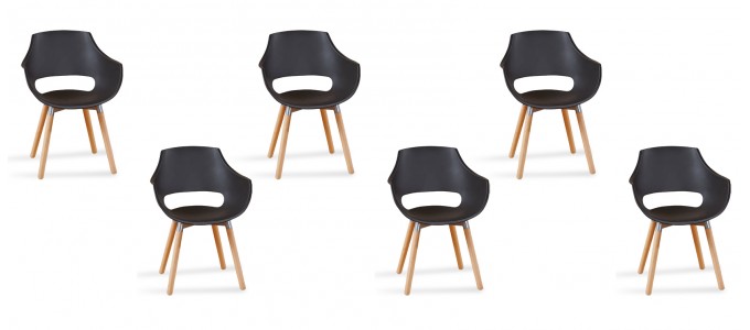 Lot 6 fauteuils scandinaves noirs - Treia