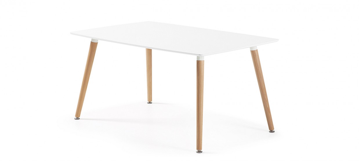 Table à manger rectangulaire design blanche 120cm - Brevik