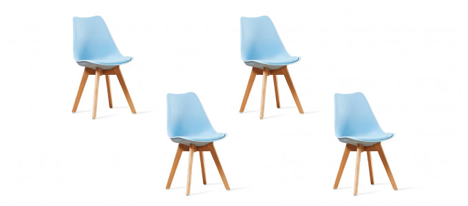 Lot de 4 chaises scandinaves bleues - Bjorn