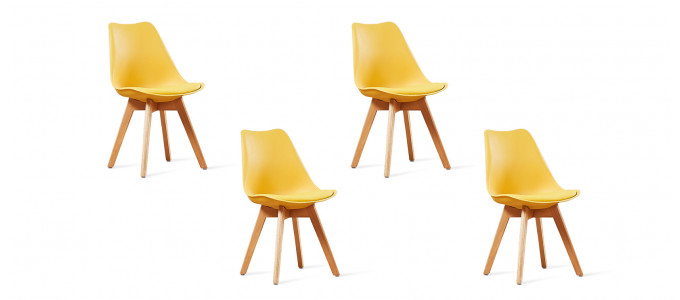 Lot de 4 chaises scandinaves jaunes - Bjorn