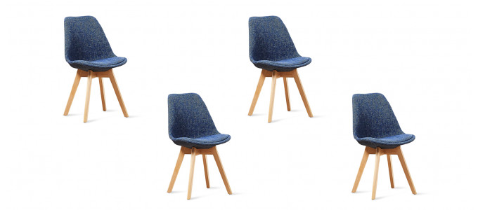 Lot de 4 chaises scandinaves bleues patchwork - Bjorn
