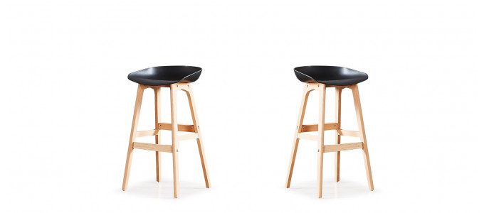 Lot de 2 tabourets de bar scandinaves noirs - Bera